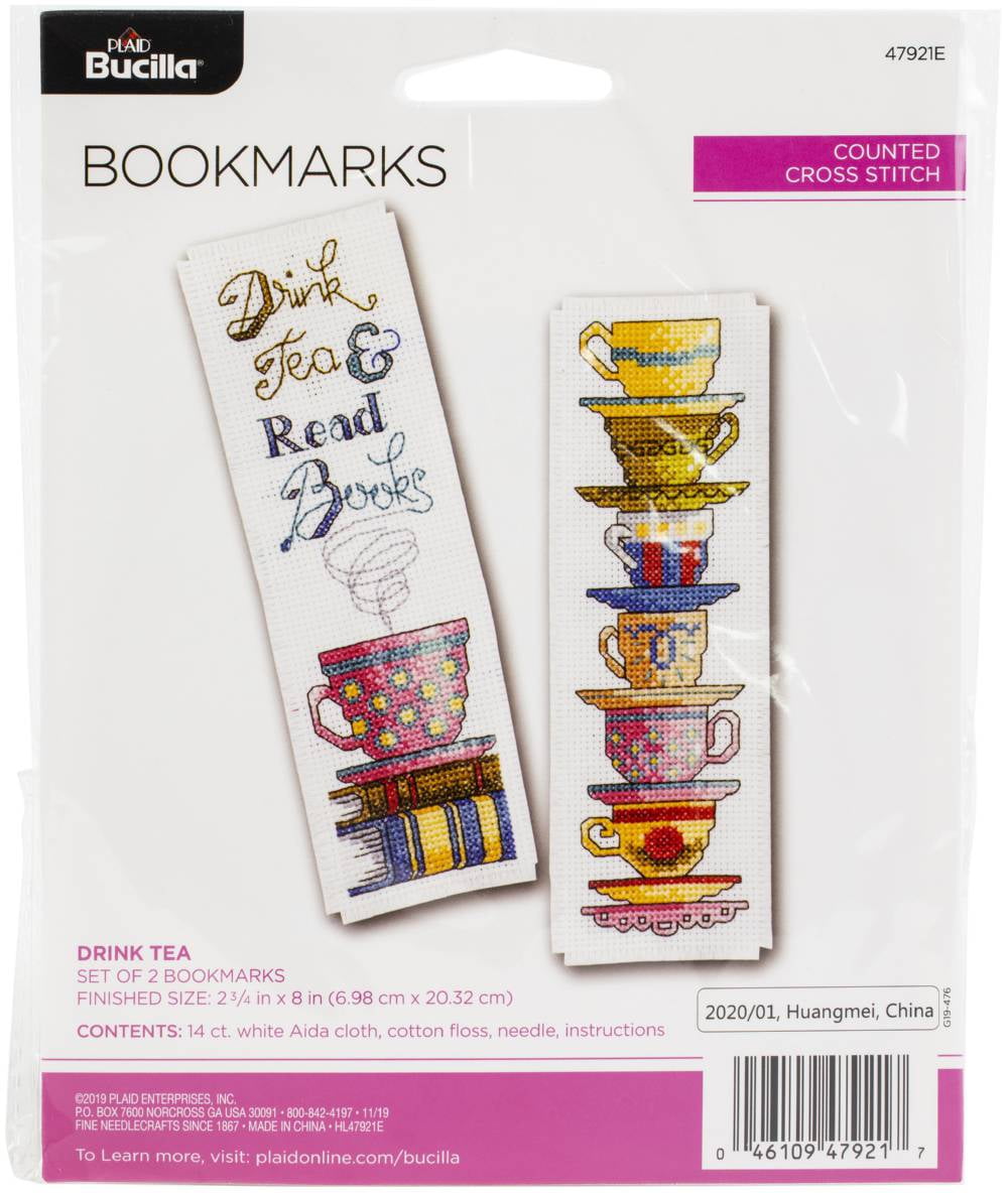 Country Primitive Bookmark Kit Counted Cross Stitch Tea for Two NIP Teapot  Roses