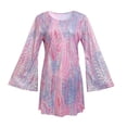thumbnail image 5 of DHFJKG Women's Glitter Metallic Dresses Stage Performances Sparkly Long Sleeve Crewneck Loose Fit Night Out Tunic Mini Dress Trendy Dresses, 5 of 9