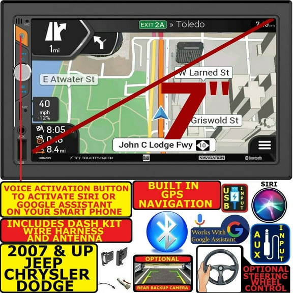 2007 & UP CHRYSLER JEEP DODGE DUAL BLUETOOTH USB AUX CAR STEREO RADIO PACKAGE