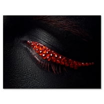 Designart ' Beautiful Black Skin Female Eye With Red Diamonds ' Modern Canvas Wall Art Print