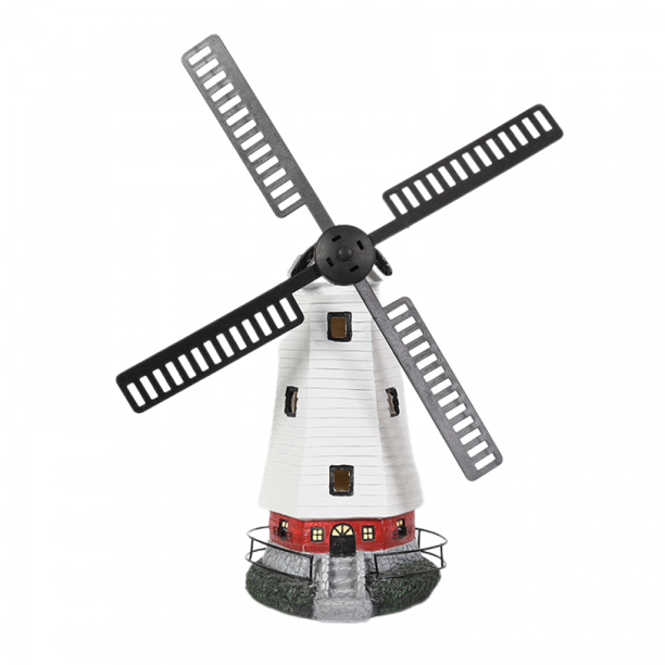 Garden Ornament Windmill, Waterproof Solar Powered Automatic Windmill with LED Light for Garden