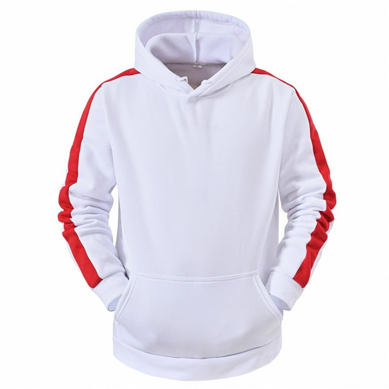 KaLI store Mens Hoodies Zip Up Mens Fashion Hoodies Sport Sweatshirt Solid Color Pullover White M