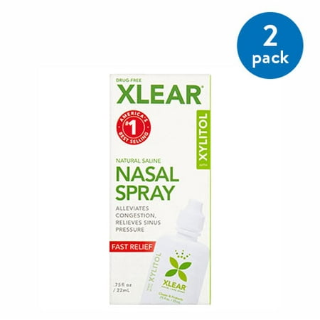 (2 Pack) Xlear Natural Saline Nasal Spray, .75 fl (Best Natural Nasal Spray)