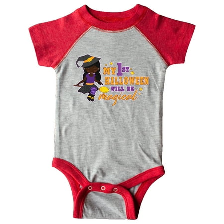 

Inktastic My 1st Halloween will be Magical with Black Haired Witch Gift Baby Girl Bodysuit