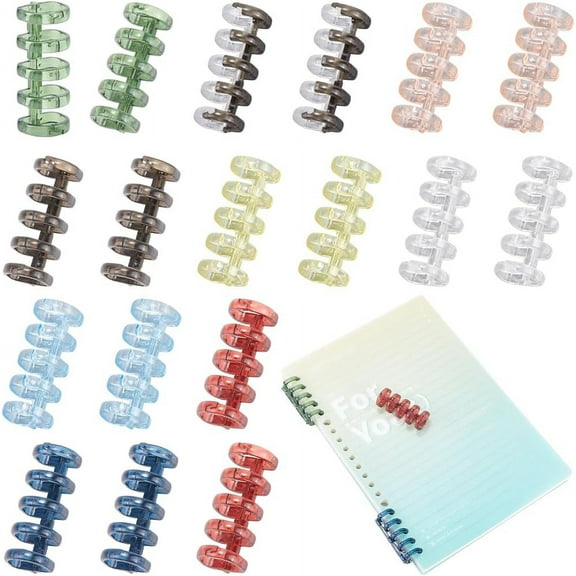 18Pcs 5 Ring Loose Leaf Binders Rings 9 Colors Plastic Book Binder Rings Flexible Translucent Binding Spines Combs Snap Split Hinged Versatile