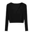 thumbnail image 2 of Xdegoge Women's Ribbed Knit Cardigan V-Neck Slim Fit Cropped Sweater Top Long Sleeve Button Up Soft Lightweight Casual Dailywear, 2 of 6