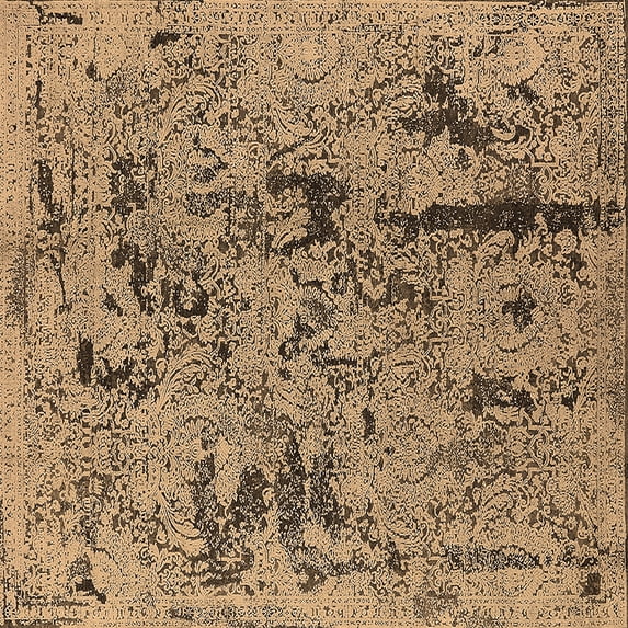 Ahgly Company Indoor Square Oriental Brown Industrial Area Rugs, 7' Square