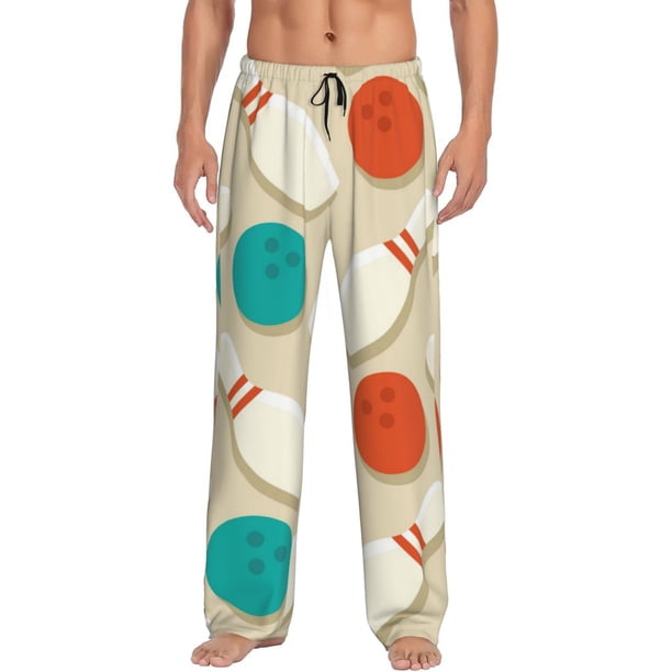 Balery Vintage Bowling Pantalones de pijama para hombre, pijama ultraligero, pantalón de descanso-Medium