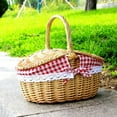 thumbnail image 4 of Growment Natural Wood Double Lidded Wicker Picnic Hamper For Outdoor Dining And Storage, 4 of 4