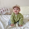 thumbnail image 2 of Newborn Baby Girl Knit Cardigan Sweater White Eyelet Button down Long Sleeve Lightweight Warm Top Solid Winter Coat Outwear, 2 of 4