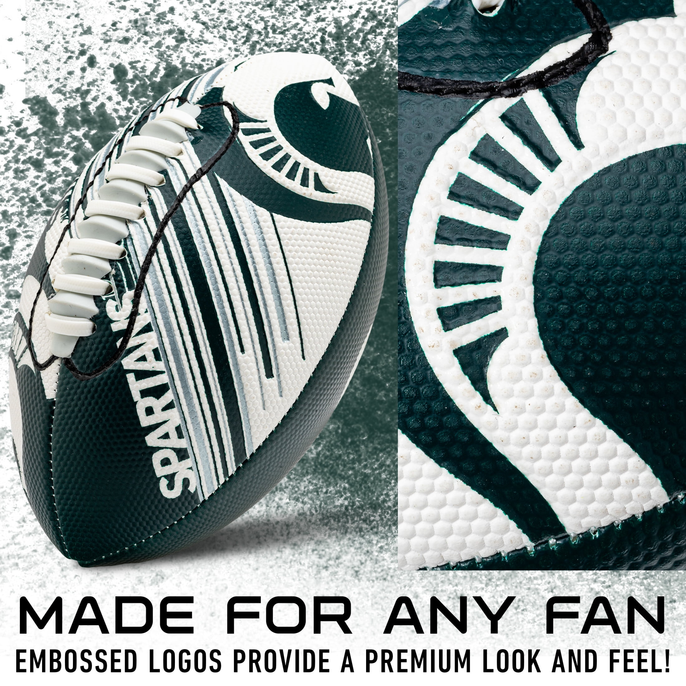 NCAA Michigan State Football - Youth Mini Football - 8.5" Football- SPACELACE Easy Grip Texture- Perfect for Kids !