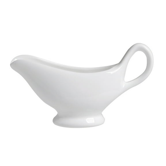 Homelife White Ceramic Gravy Boat Sauce Server with Large Pour Spout Non-Slip Bottom Gravy Dispenser for Gravy Salad Dressings