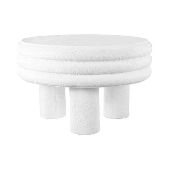 Rashida 13.5" Contemporary Minimalist Curvy Low Accent Table , White Frosted