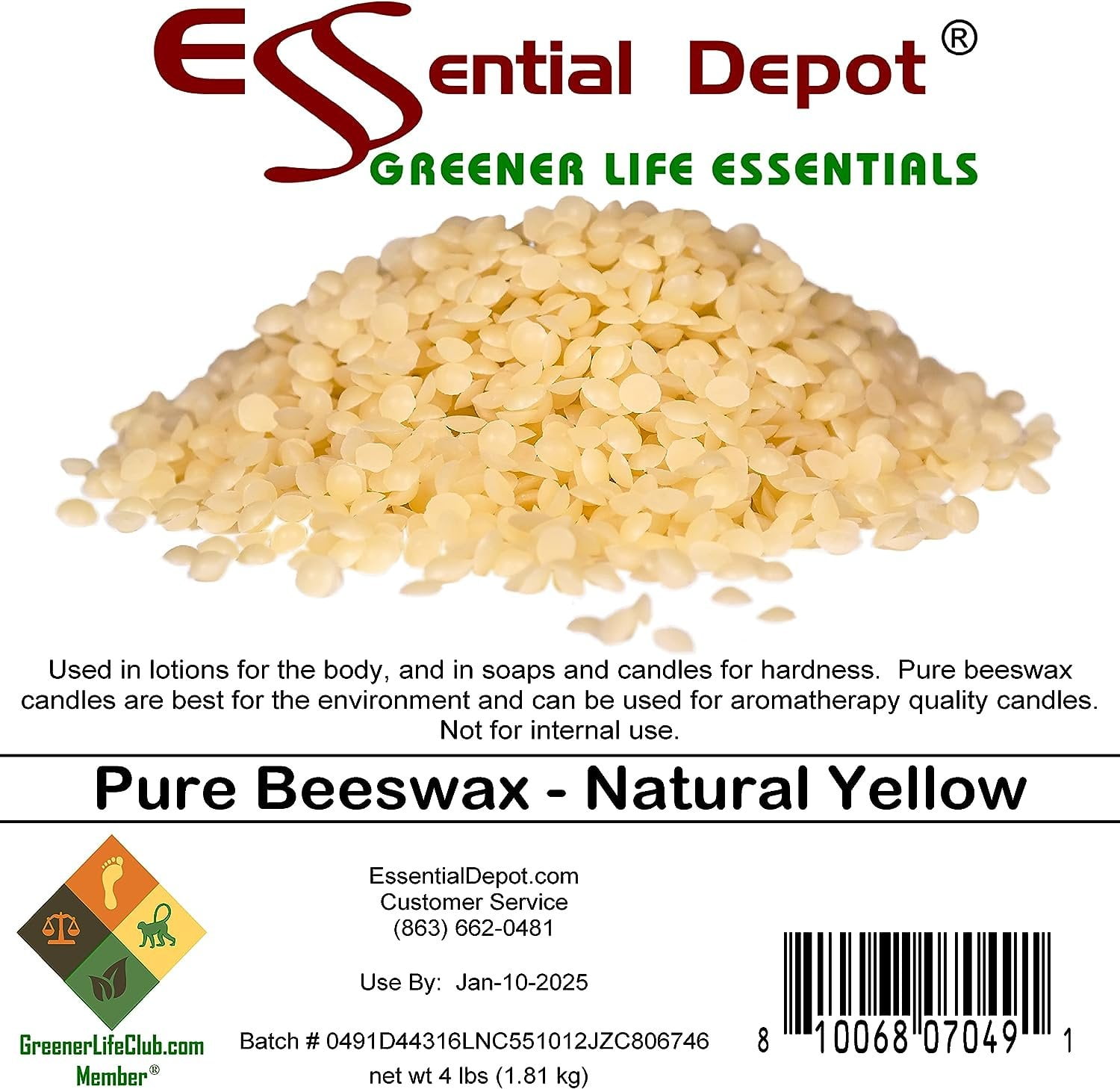 Beeswax - Yellow Pastilles - 4lbs - Greener Life Club Box