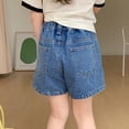thumbnail image 4 of Eltusu Girls Jean Shorts, Casual Summer Relaxed Fit Elastic Waist Denim Shorts with Pockets Blue Size 7-8 T, 4 of 7
