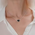 thumbnail image 5 of Humble Chic Black Druzy Delicate Necklace - Silver Dainty Chain Simple Pendant, 5 of 7