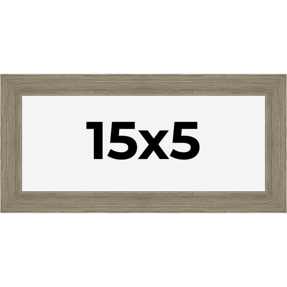 15x5 Frame Gray Barnwood Rustic Solid Wood Picture Frame | 1.5 Inch Moulding Width | Includes UV