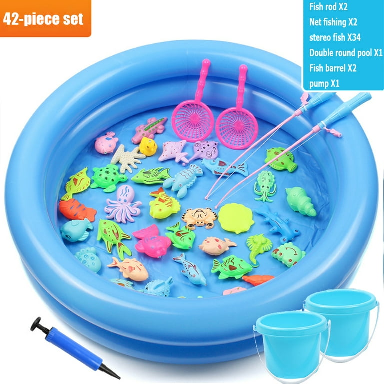 Esaierr Toddler Baby Fishing Game Toys for Boys Girlskids Water Table Bathtub Kiddie Pool Party with Pole Rod Net ToysOcean Sea Animals Swimming Bath