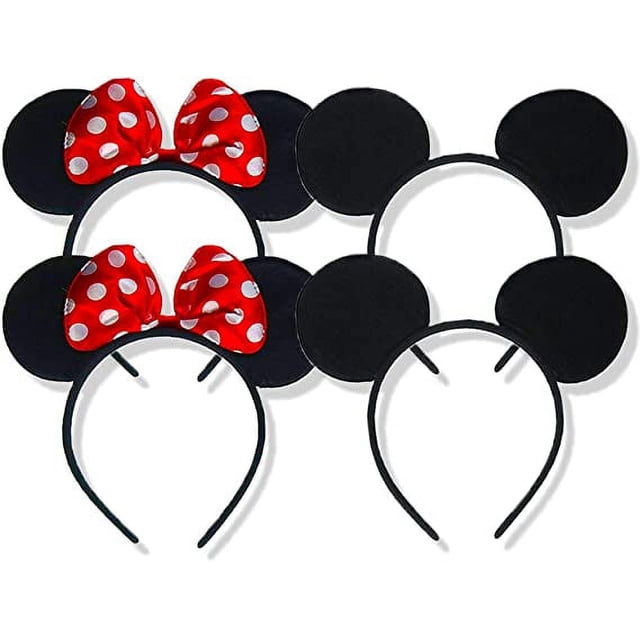 Conjunto de 4 orejas de Mickey Mouse diadema Minnie Mouse orejas señoras niñas Mickey Mouse orejas