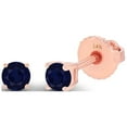 thumbnail image 2 of Decadence Solid 14K Rose Gold 3mm Round Natural Blue Sapphire September Birthstone Screwback Stud Earrings, 2 of 5