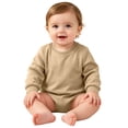 thumbnail image 3 of QIbmong Newborn Infants Cotton Romper Long Sleeve Crew Neck Soft Outwear Bodysuit Casual Pull on Snap Button Fall Winter Clothes(6-9 Months,Khaki), 3 of 6