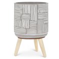 thumbnail image 1 of Gray And White Grid Tripod Planter, 1 of 4