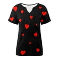 thumbnail image 4 of Daznico Women's Heart Print V-Neck Dolman Short Sleeve T-Shirt, Casual Relaxed Fit Soft Everyday Basic Tee,M, 4 of 4