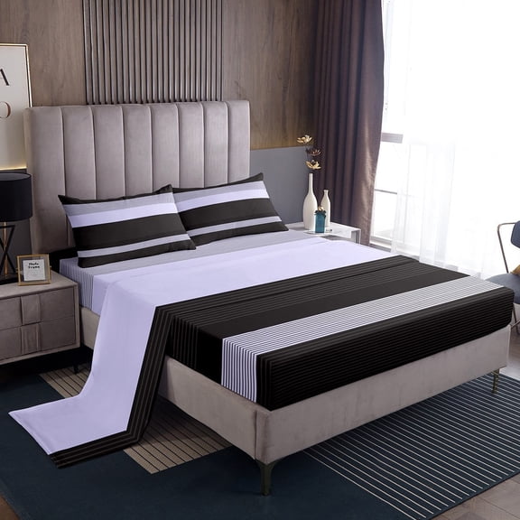 Erosebridal Abstract Lines Sheet Set Twin,Geometric Stripes Bedding Sets Twin Size,Geometry Lines Twin Sheet Sets,Lightweight Teens Bedroom Decor,3pcs