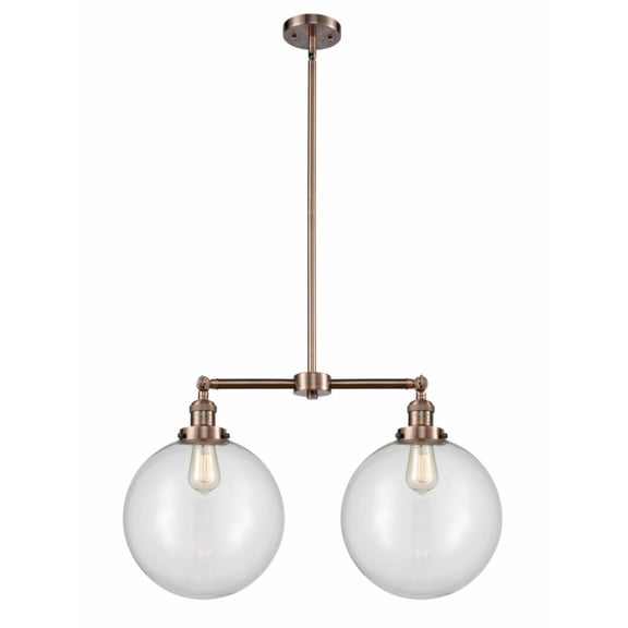 209-AC-G202-12-Innovations Lighting-XX-Large Beacon-2 Light Chandelier in Traditional Style-27 Inches Wide by 16 Inches High Antique Copper Finish