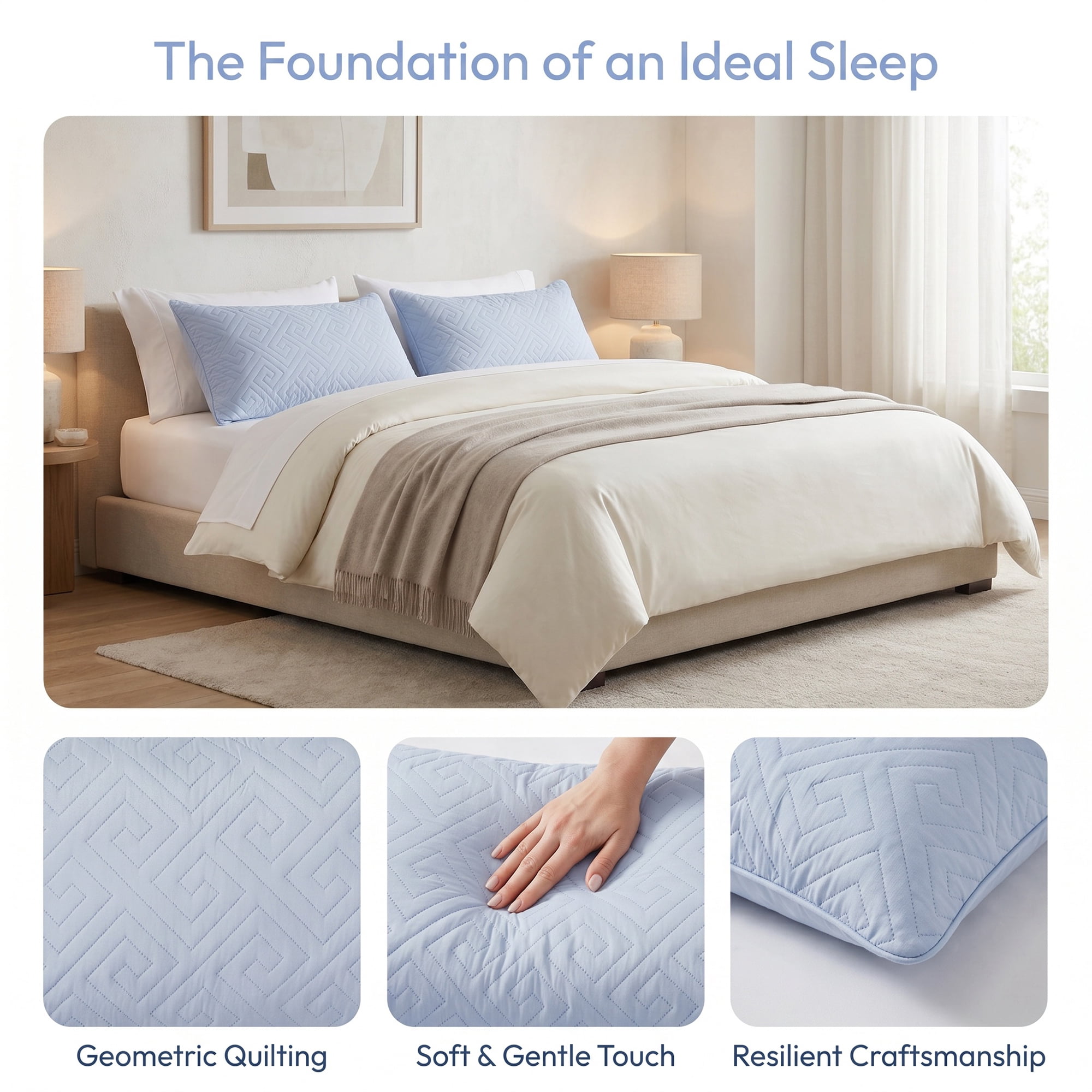 Unique Bargains Breathable Hypoallergenic Polyester Standard-size Pillow Protector Blue