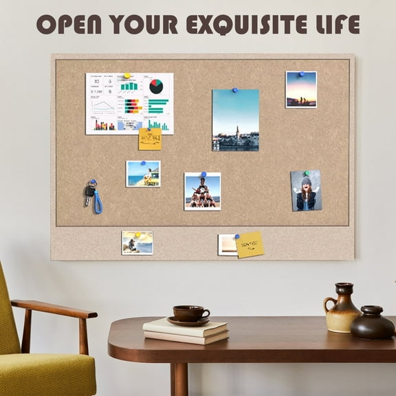 SINGOMON Bulletin Board, Felt Letter Board, Foldable Decorative Tack Board, - 24" x 16", with Box of Tacks, Corkboard Wall Alternative, Brown