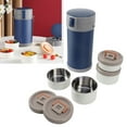 thumbnail image 1 of 2.9L Home Stackable Stainless Steel Thermal Compartment Lunch Snack Box, 4 Tier Insulated  Food Container with Strap, Insulated Microwave Safe Leakproof Food Jar for School, 1 of 7