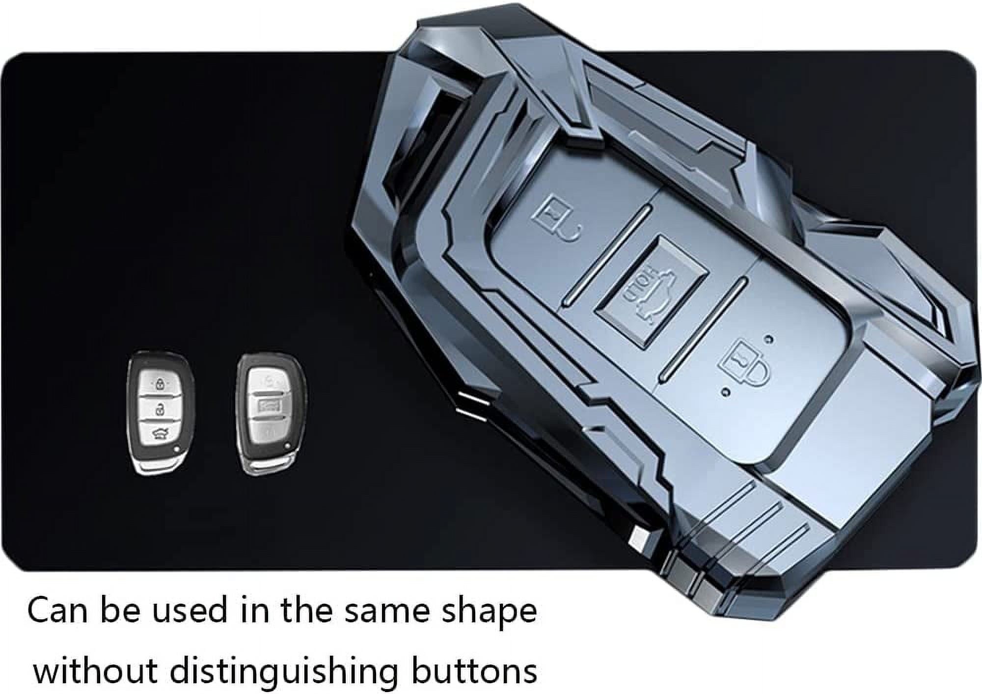 Compatible with Hyundai Smart 4 Buttons Metal FOB Key Case Cover Protector Keyless Remote Holder for 2019 2018 2017 2016 2015 2014 2013 Hyundai Elantra Sonata Tucson with Key Chain (Grey)