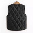 thumbnail image 4 of Tanhomme Women's Fleece Lined Quilted Vest,Lightweight Zip Padded Gilet Women Winter Simple Solid Color Pattern Down Cotton Vest With Pockets, 4 of 6