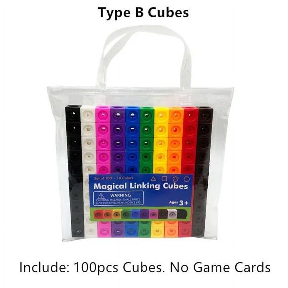 Moulty Linking Math Cubes with Activity Cards Set Number Blocks Counting Toys Snap Linking Cube Math Counters for Kids Learning
