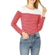 thumbnail image 2 of BLUSA CHIC para Mujeres INSPIRE a Rayas Color Block de Manga Larga Camiseta Casual XS Rojo-Blanco, 2 of 8