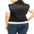 thumbnail image 3 of Unique Bargains Women‘s Plus Size Chest Pockets Single Breasted Denim Sleeveless Jacket, 3 of 6
