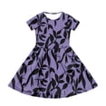 thumbnail image 3 of DORKASM Girls Black Floral Print Dress: Beige Summer Sundress with Pockets Purple 140, 3 of 5