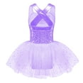 thumbnail image 2 of Alvivi Kids Girls Glitter Sleeveless Ballet Dance Dress Leotard with Tutu Skirt Ballerina Dancewear Purple 8, 2 of 5