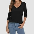 thumbnail image 7 of Garbnen Long Sleeve Tops for Women Fitted Black Basic Womens V Neck Tops Spring Summer Trendy Casual Womens Blouses, 7 of 7