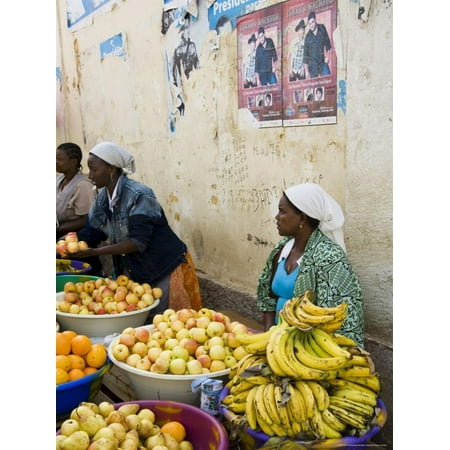The African Market in the Old City of Praia on the Plateau, Praia, Santiago, Cape Verde Islands Print Wall Art By R H (Best Cape Verde Island To Visit)