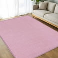thumbnail image 4 of Pink 6x9 Area Rugs, Farmhouse Burlap Solid Pink Color Modern Linen Texture Non-Skid Rubber Backing Large Rectangle Rugs - Living Room Bedroom Home Office, Indoor Floor Mat Carpets Washable Rug, 4 of 9