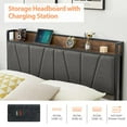 thumbnail image 5 of Bed Frame with 2 Storage Drawers and Charging Station, Rustic Linen Upholstered Platform Bedframe with Storage Headboard, Heavy Duty, Easy to Assemble, No Box Spring Needed, Gray, 5 of 9