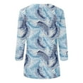 thumbnail image 4 of QYZEU Cute Tops for Women Trendy Printed Shirt 3/4 Sleeve Tunic Tops Crewneck Blouse Tshirt Loose Fit Tops Soft Breathable Comfortable Lightweight Tops Light Blue XL, 4 of 5