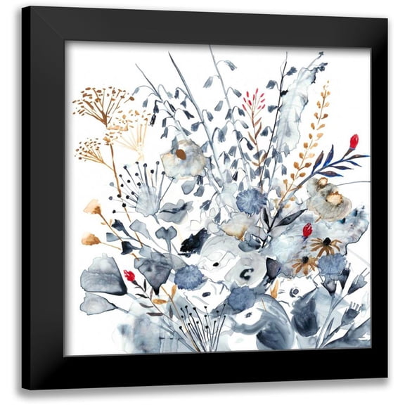 Borges, Victoria 12x12 Black Modern Framed Museum Art Print Titled - Indigo and Ochre I