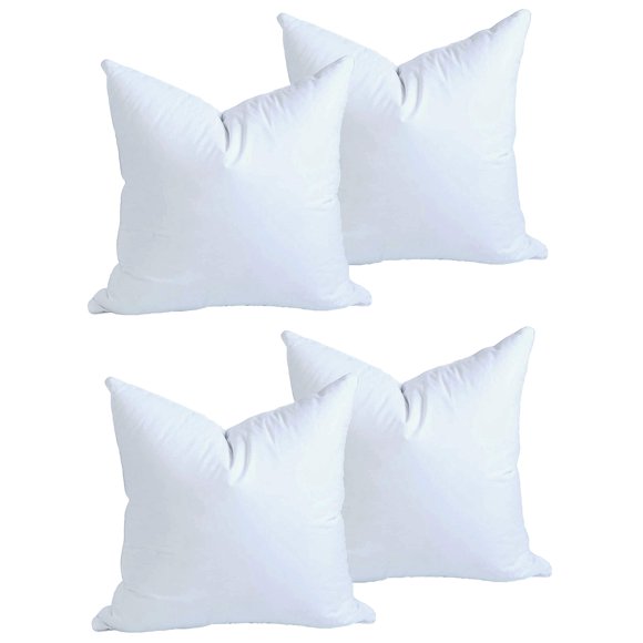 MoonRest® Pack of 4 - Square Pillow Insert Form Filled Synthetic Down Alternative - Woven Cotton Cover for Throw Pillow, Sofa Couch Cushion- 15 x 15 Inch.