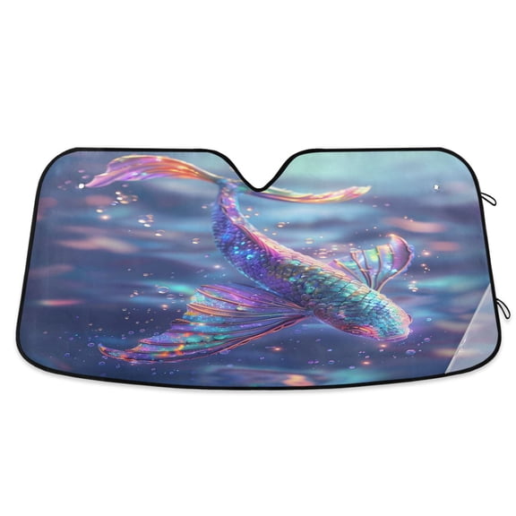 Beautiful Multicolored Fish Car Windshield Sun Shade Foldable Car Front Window Visor Heat and UV Protection 53x23.5