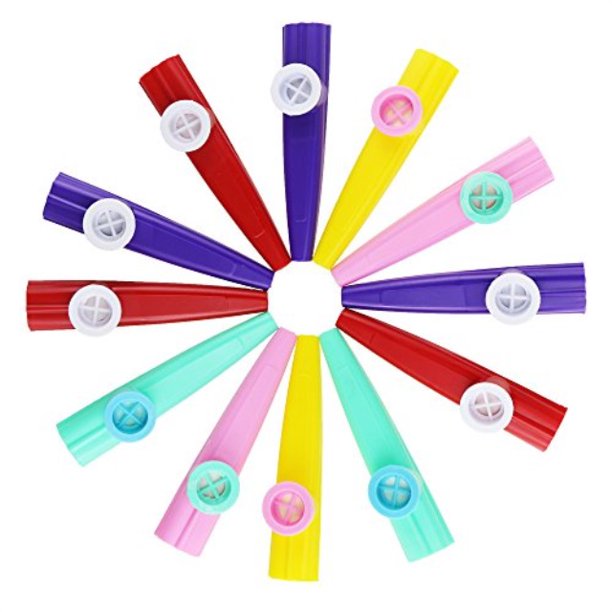 etmact assorted colors plastic kazoo , interesting party toy, 12 pack
