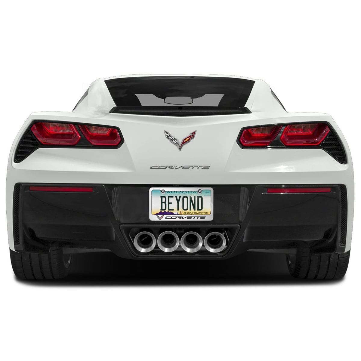 Chevrolet Corvette C7 3D Embossed Letters on Mirror Chrome Metal License Plate Frame