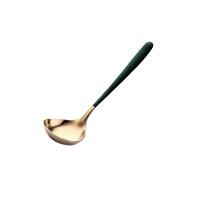 Injueey Cuchara para salsa, espejo portátil pulido, antioxidante, sin olor, chapado liso, para el hogar, cocina, cucharón para sopa, cuchara Type3 NO3